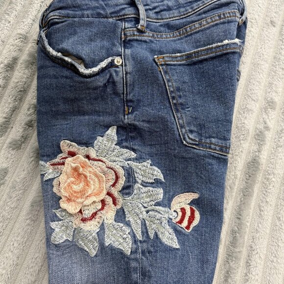 Zara Woman Jeans Womens 4 Skinny Ankle Boho Floral Embroidered Stretch 26x26 - Picture 12 of 12